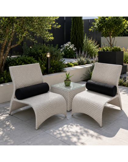 Set 2 chaises courbées + table café IRIS